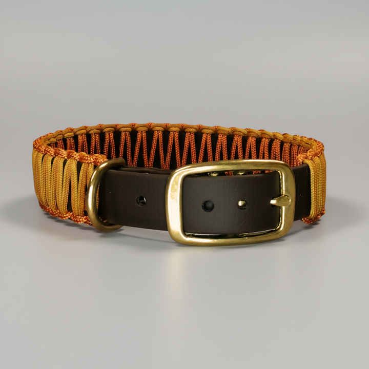 Hundehalsband Biothane Paracord Braun Schnalle Messing
