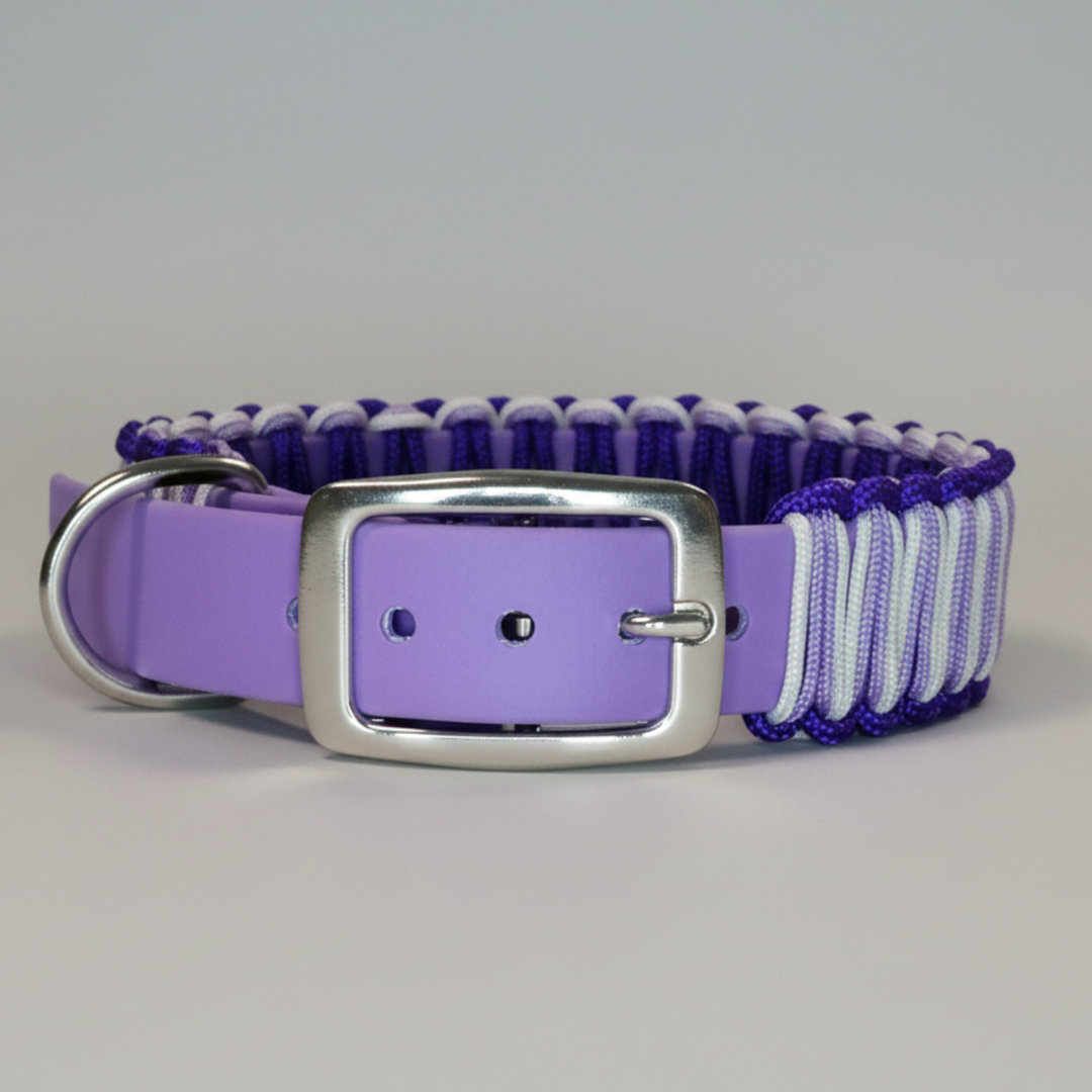 Hundehalsband_Biothane_Paracord_Orchidee_verschluss_silber