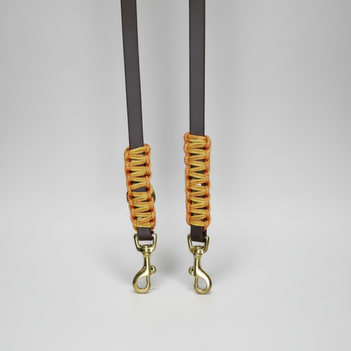 Biothane Leine Braun Beschlag Messing Detailansicht