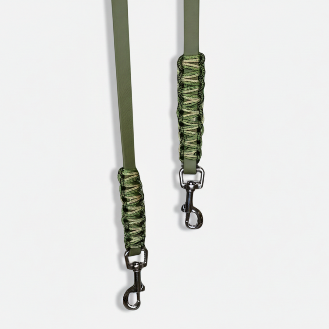 Leine oliv biothane paracord handarbeit detail