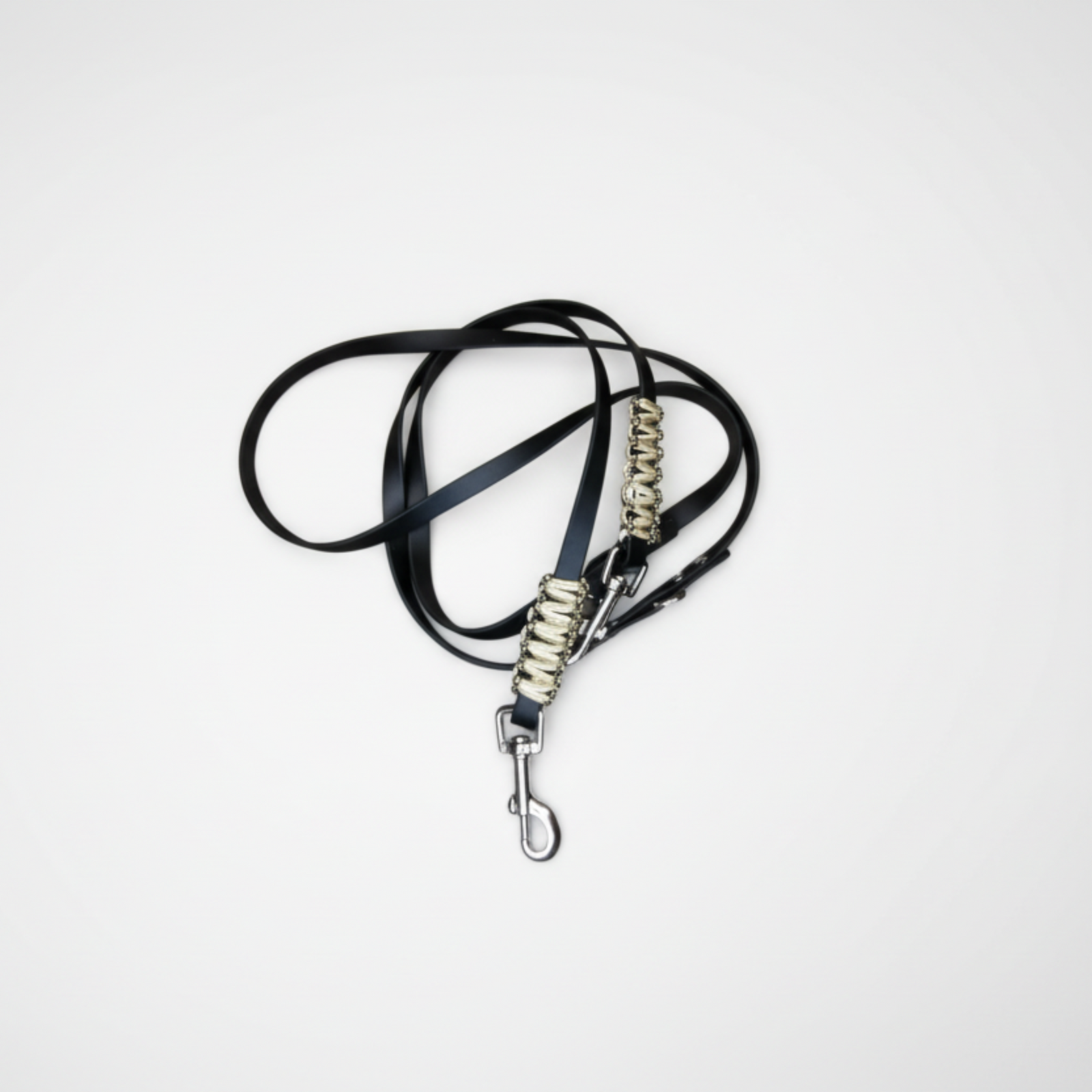 Biothane schwarz leine silber handgemacht