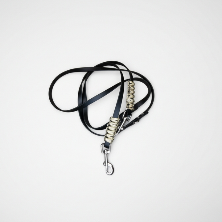 Biothane schwarz leine silber handgemacht