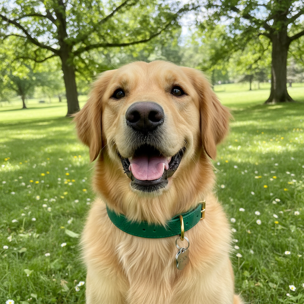 Hund mit perfekt sitzendem Halsband